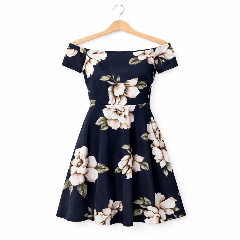 #67 ECLIPSE | Navy Blue & Cream Magnolia Dress - Women’s Small